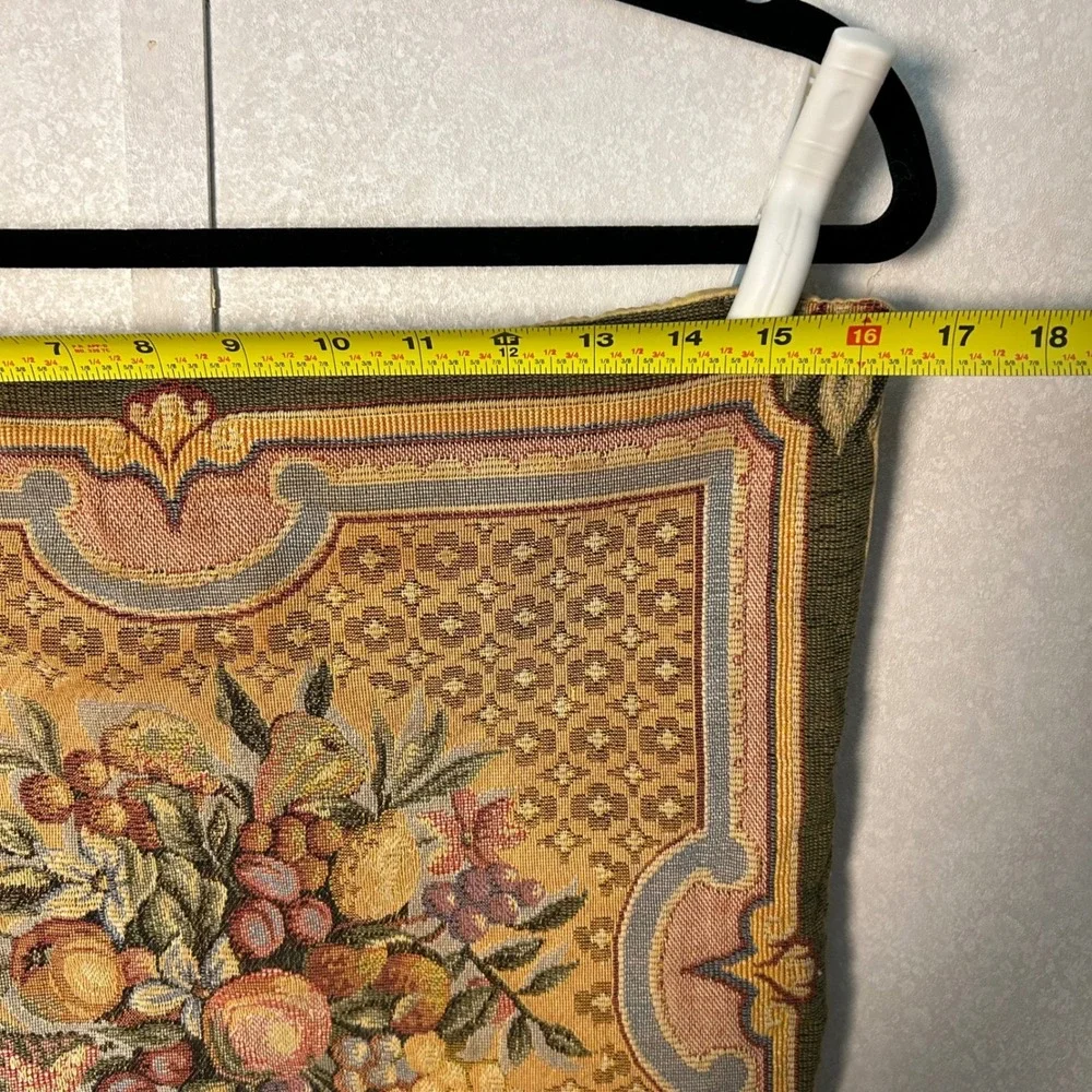 J.Pansu Vintage French Tapestry Pillow cover sham gold fruit bouquet 100% cotton